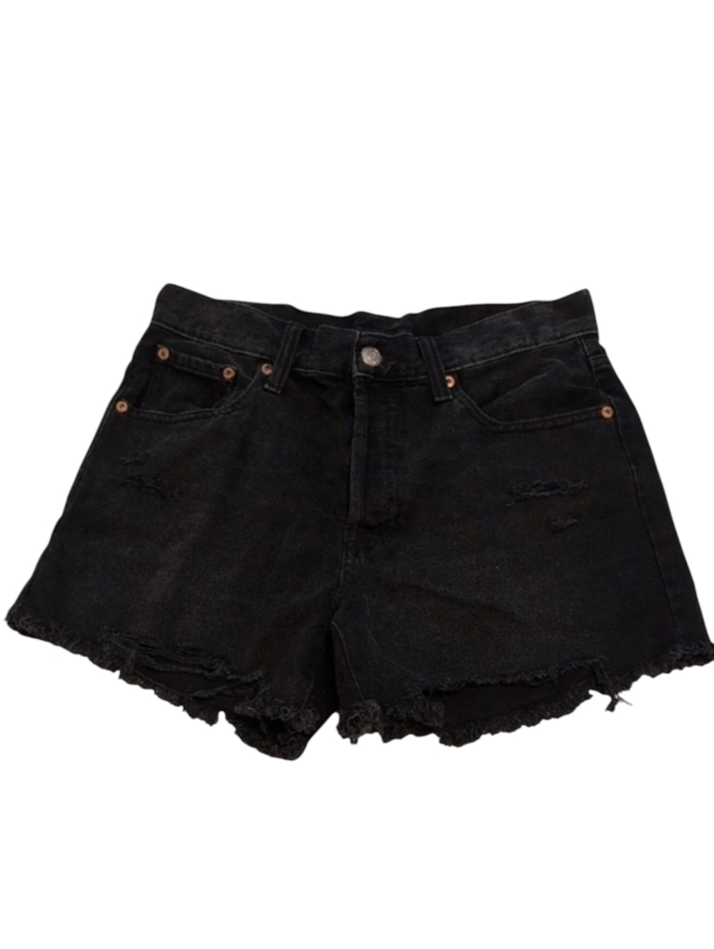Aeropostale 90s High Rise Cut-Off Black Denim Distressed Shorts Size 8